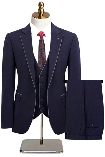 Taupe 3 Piece Slim Fit Notched Lapel One Button Men's Formal Suits